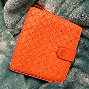 Bottega Veneta Orange Intrecciato Weave Leather French Purse by Tomas Maier